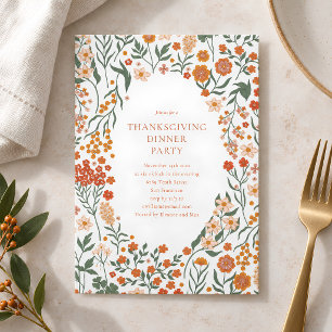 Invitación Groovy Boho Naranja Flores Silvestres Fantasía Día