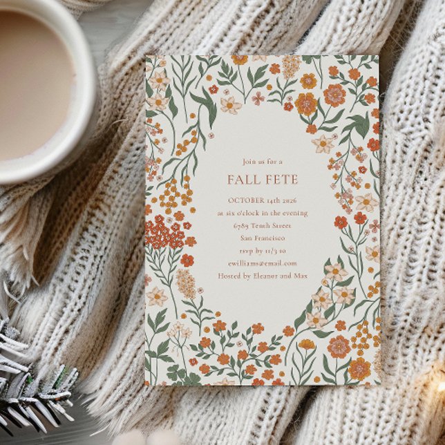 Invitación Groovy Boho Naranja Wildflower Whimsy Fall (Subido por el creador)