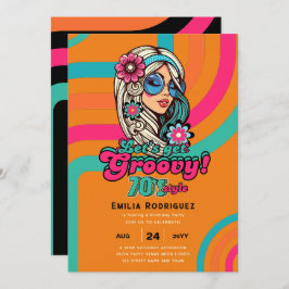 Invitación Groovy Boogie Retro Disco Fiesta de cumpleaños