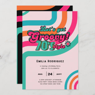 Invitación Groovy Boogie Retro Disco Fiesta de cumpleaños