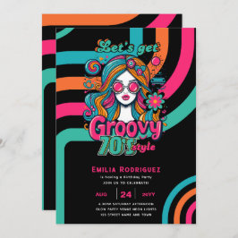 Invitación Groovy Boogie Retro Disco Fiesta de cumpleaños