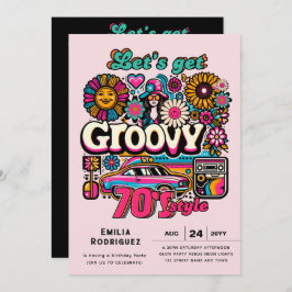 Invitación Groovy Boogie Retro Disco Fiesta de cumpleaños