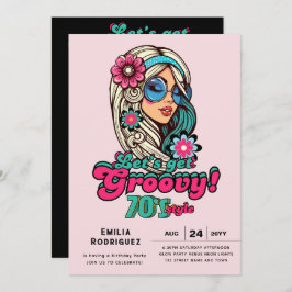 Invitación Groovy Boogie Retro Disco Fiesta de cumpleaños