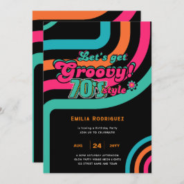 Invitación Groovy Boogie Retro Disco Fiesta de cumpleaños