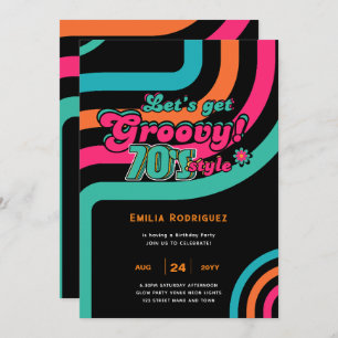 Invitación Groovy Boogie Retro Disco Fiesta de cumpleaños