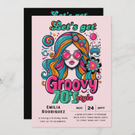 Invitación Groovy Boogie Retro Disco Fiesta de cumpleaños