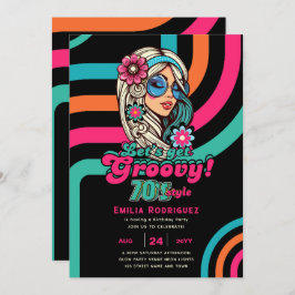 Invitación Groovy Boogie Retro Disco Fiesta de cumpleaños