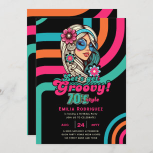 Invitación Groovy Boogie Retro Disco Fiesta de cumpleaños