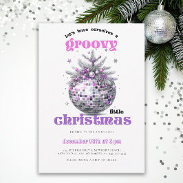 Invitación Groovy Christmas Disco Ball Pink Christmas Party