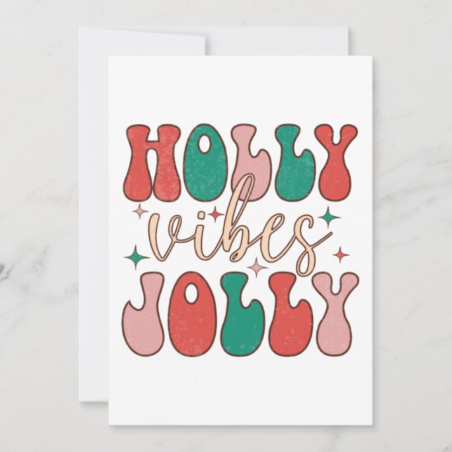 Invitación Groovy Christmas Holly Jolly Vibes Retro Happiness (Anverso)