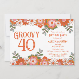 Invitación Groovy Classic Hippie Flora Leaf Cumpleaños