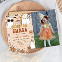Groovy Cute Ghost Halloween tercer Fiesta de cumpl