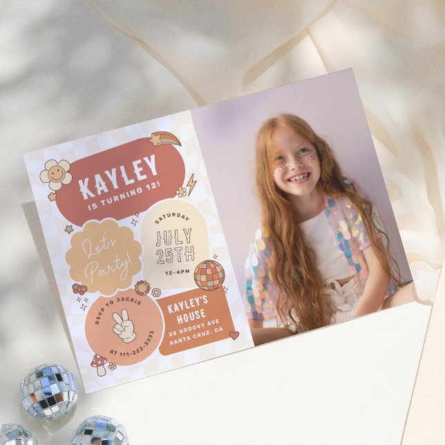 Invitación Groovy Daisy Boho Fiesta Cumpleaños Chica Foto (Subido por el creador)
