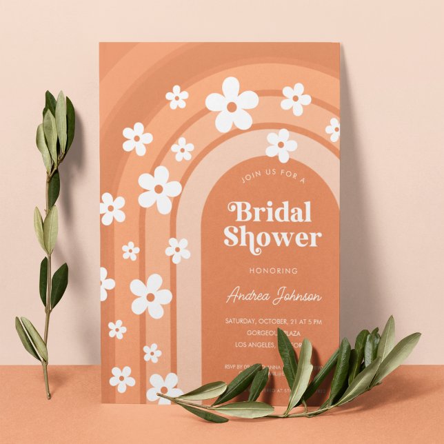 Invitación Groovy Daisy Boho Retro 70 Ducha de novias arcoiri (Subido por el creador)