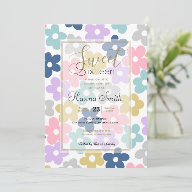 Invitación Groovy Daisy Flowers Retro Boho Floral (Anverso de pie)