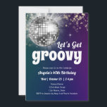 Invitación Groovy Disco Dance Fiesta 40 cumpleaños<br><div class="desc">Fiesta Disco Groovy Retro con temática adulto. Disponible como descarga digital imprimible. Excelente para cualquier temporada. Personalizado,  personalizada,  editable descarga,  retro groovy disco fiesta adulto</div>