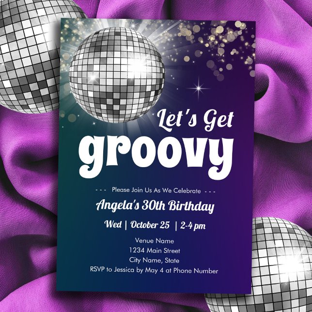 Invitación Groovy Disco Dance Fiesta Adulto Cumpleaños (Subido por el creador)