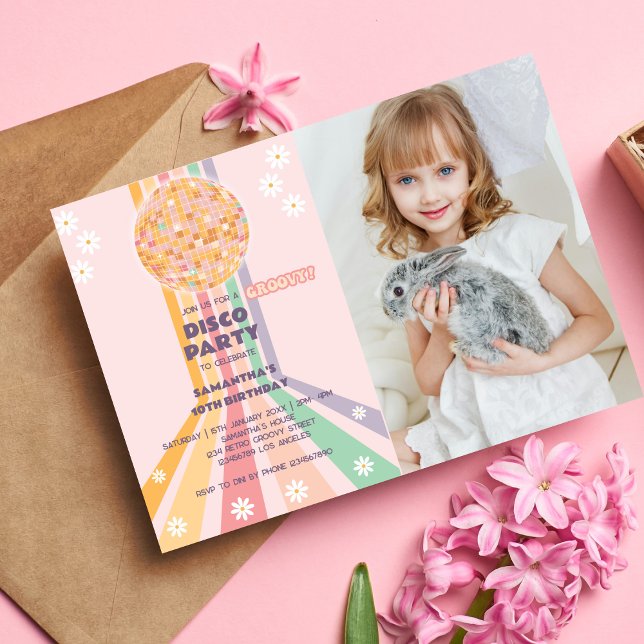 Invitación Groovy Disco Foto de cumpleaños (Subido por el creador)