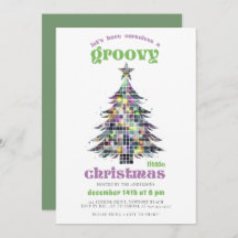 Groovy Disco Tree Retro Navidad Rosa Verde Fiesta