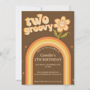 Invitación Groovy dos boho cumpleaños del arco iris