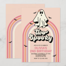 Invitación groovy Fantasma retro Halloween Dos Cumpleaños Esp