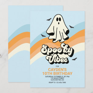 Invitación Groovy Fantasma retro Halloween Vibraciones Espelu