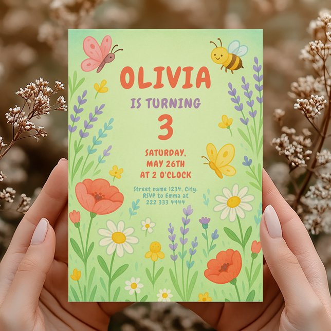 Invitación Groovy feliz Fiesta de cumpleaños para chica (Subido por el creador)