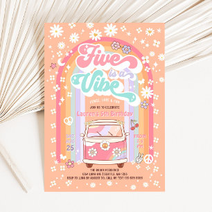 Invitación Groovy FIVE es un Cumpleaños de Daisy 5