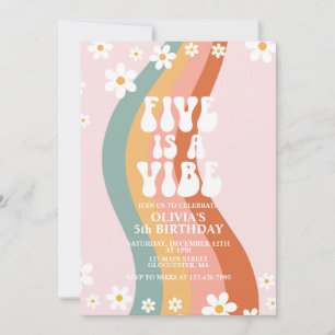 Invitación Groovy Five es un Vibe margarita arcoíris cumpleañ