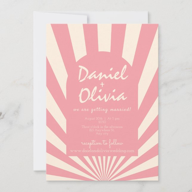 Invitación Groovy Funky Hippie 60 con Boda QR (Anverso)