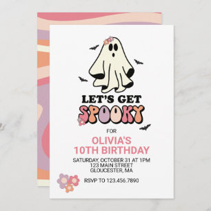 Invitación groovy Ghost retro Halloween Cumpleaños