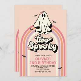 Invitación groovy Ghost retro Halloween dos cumpleaños espelu