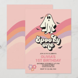 Invitación Groovy Ghost retro Halloween Espeluznante Cumpleañ