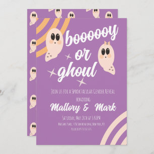 Invitación Groovy Ghost Retro Halloween Revelación de género