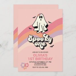 Invitación groovy Ghost retro Halloween Spooky Un cumpleaños
