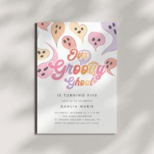 Invitación Groovy Ghoul Tocó Chicas Halloween Cumpleaños