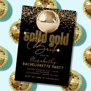Invitación Groovy Gold Disco Sólido Oro Despedida de soltera 