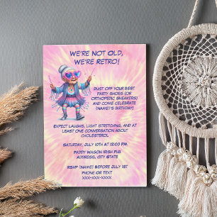 Invitación Groovy Grandma Birthday Party-Retro Fiesta para el