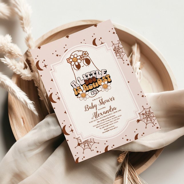 Invitación Groovy Halloween Little Boo Baby Shower (Subido por el creador)