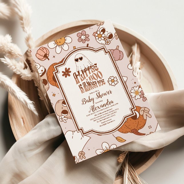 Invitación Groovy Halloween Little Boo Baby Shower (Subido por el creador)