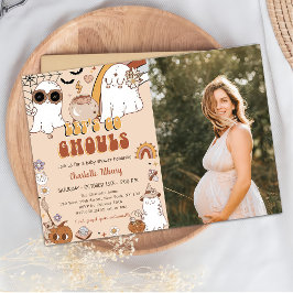 Invitación Groovy Halloween Party burla Baby Shower fantasma