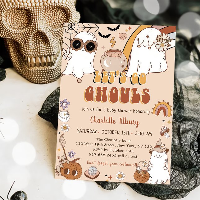 Invitación Groovy Halloween Party burla Baby Shower fantasma (Subido por el creador)