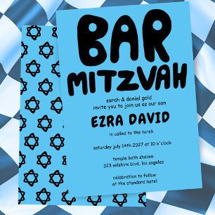 Invitación Groovy Handlettering Personalizado BAR Mitzvah Aud