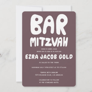 Invitación Groovy Handlettering Personalizado Bar Mitzvah Bur