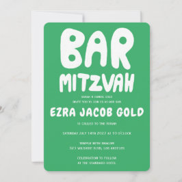 Invitación Groovy Handlettering Personalizado Bar Mitzvah Gre