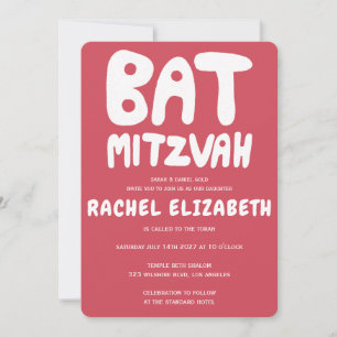Invitación Groovy Handlettering Personalizado Bat Mitzvah Est