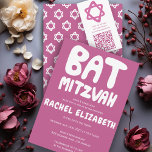 Invitación Groovy Handlettering Personalizado Bat Mitzvah Est<br><div class="desc">¡Una tarjeta perfecta para anunciar un mitzvah de murciélago! Hand hizo arte para ti con la letra en la parte delantera y un patrón en la parte trasera! ¡TODO PERSONALIZABLE! Haga clic en "Personalizar" para editar el texto. Haga clic en "editar usando la herramienta de diseño" para ajustar los tipos...</div>