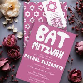 Invitación Groovy Handlettering Personalizado Bat Mitzvah Est