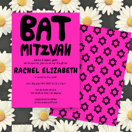 Invitación Groovy Handlettering Personalizado Bat Mitzvah Est
