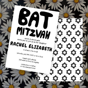 Invitación Groovy Handlettering Personalizado Bat Mitzvah Gra